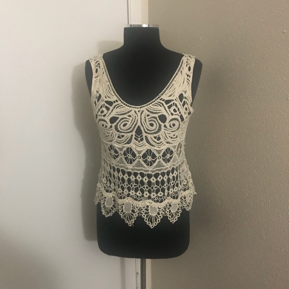 Cream crocheted top. Size Small. - Picture 2 of 6